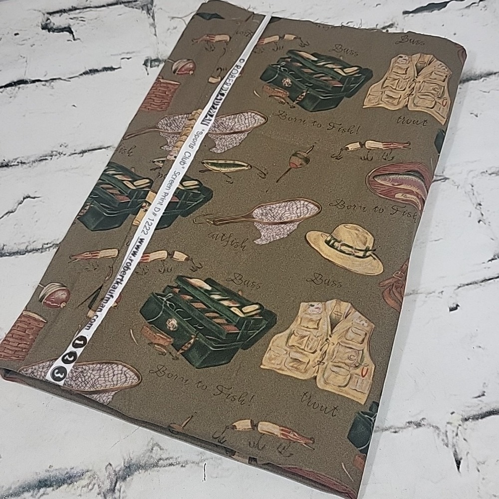 Robert Kaufman Fabric Sports Club Fishing Theme 44" X 24" Crafts